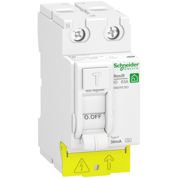 Interrupteur Différentiel 2P 63A 30 mA Type F-SI Resi9  Schneider Electric - Peignable