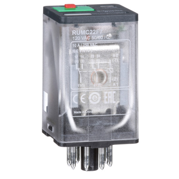 Zelio Relay Rum - Pins Cylindriques  - 2of - 10a - Bouton Test - Led - 120vca