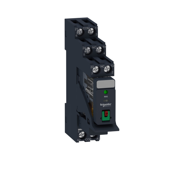 Zelio relay rxg - relais embroc monté sur embase - test + del - 2of 5a - 24vac