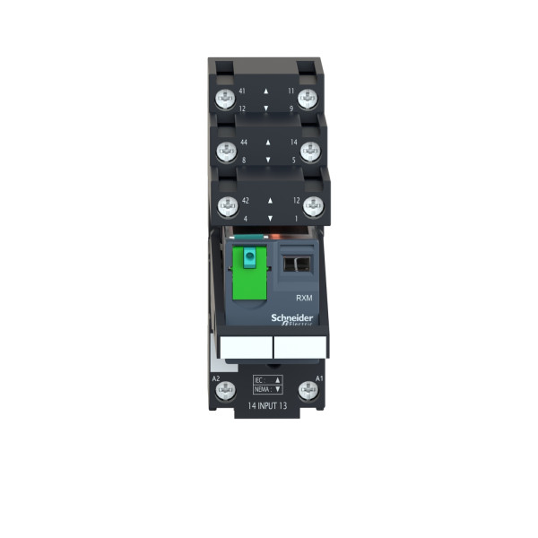 Zelio relay rxm - relais sur embase cont séparés - 2of - 12a - test+del - 24vdc