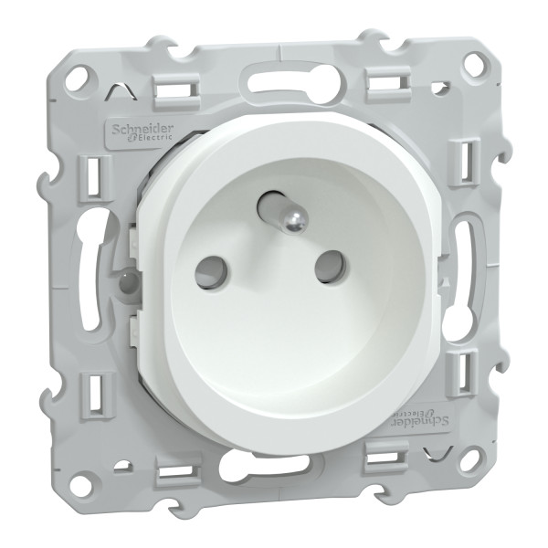 Prise électrique Ovalis Schneider Electric Blanc - 2P+T - 250V - 16A - IP21D - IK04 - 5000 cycle