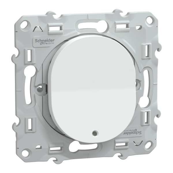 Poussoir lumineux blanc Schneider Ovalis à fermeture 10ax à led bleu 250V