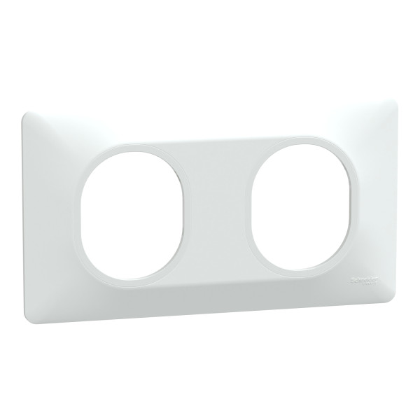Plaque de Finition Blanche 2 Postes Horizontaux Entraxe 71 mm Ovalis Schneider