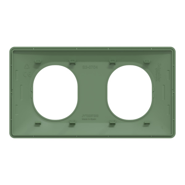 Ovalis - plaque de finition - 2 postes horizontal - entraxe 71mm - vert forêt