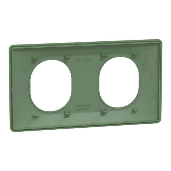 Ovalis - plaque de finition - 2 postes horizontal - entraxe 71mm - vert forêt