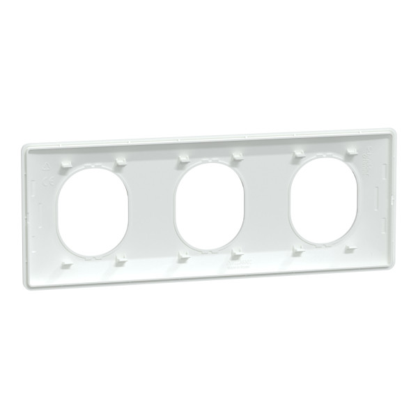 Plaque de Finition Blanche 3 Postes Horizontaux Entraxe 71 mm Ovalis Schneider
