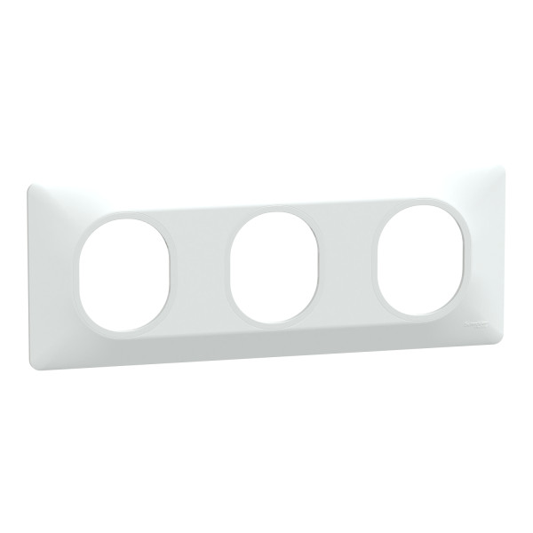 Plaque de Finition Blanche 3 Postes Horizontaux Entraxe 71 mm Ovalis Schneider