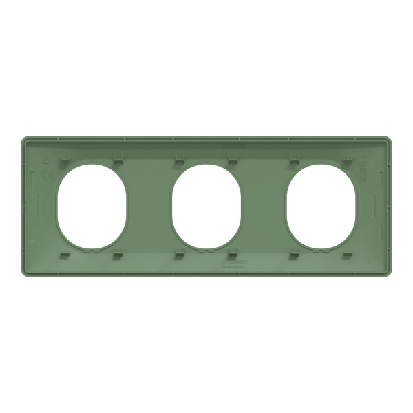 Ovalis - plaque de finition - 3 postes horizontal - entraxe 71mm - vert forêt