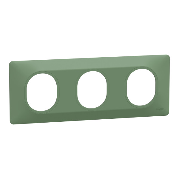 Ovalis - plaque de finition - 3 postes horizontal - entraxe 71mm - vert forêt