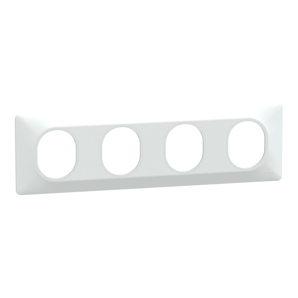 Plaque de Finition Blanche 4 Postes Horizontaux Entraxe 71 mm Ovalis Schneider
