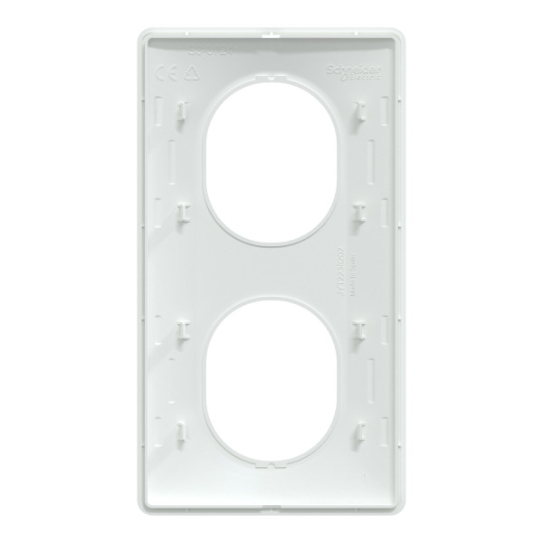 Plaque de Finition Blanche 2 Postes Verticaux Entraxe 71 mm Ovalis Schneider