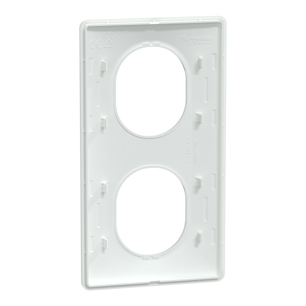 Plaque de Finition Blanche 2 Postes Verticaux Entraxe 71 mm Ovalis Schneider