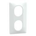 Plaque de Finition Blanche 2 Postes Verticaux Entraxe 71 mm Ovalis Schneider