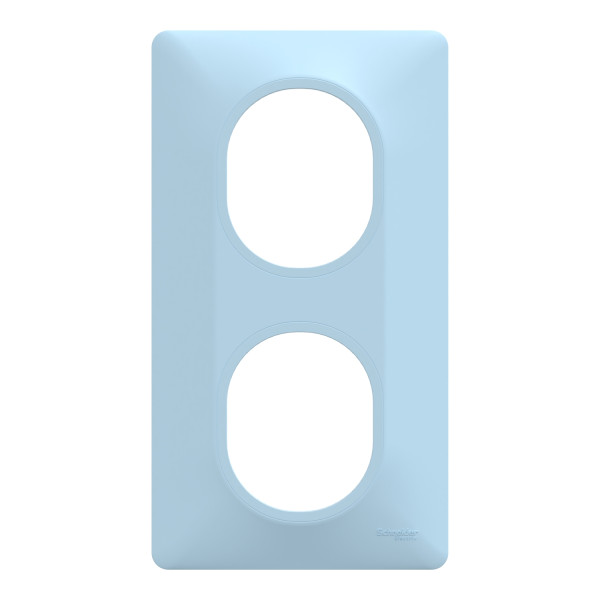 Ovalis - plaque de finition - 2 postes vertical - entraxe 71mm - bleu azurin