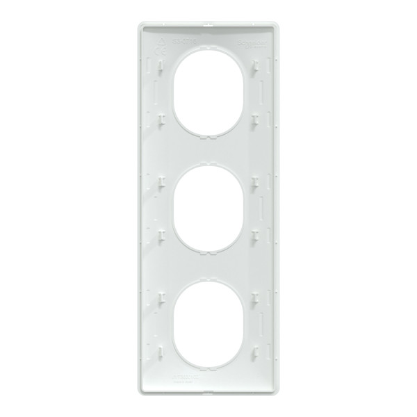 Plaque de Finition Blanche 3 Postes Ovalis Schneider Electric - Entraxe 71 mm - Montage Vertical