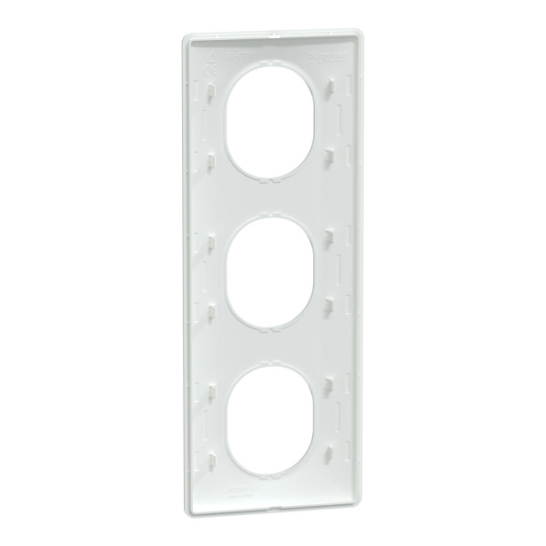 Plaque de Finition Blanche 3 Postes Ovalis Schneider Electric - Entraxe 71 mm - Montage Vertical