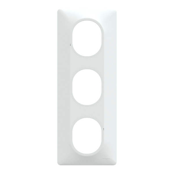 Plaque de Finition Blanche 3 Postes Ovalis Schneider Electric - Entraxe 71 mm - Montage Vertical