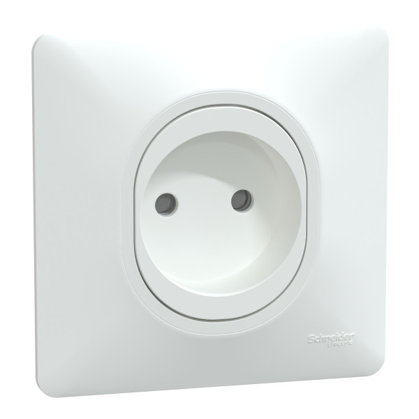 Ovalis - prise à puits - 2p - 16a - bornes vis - blanc - avec griffes - plaque