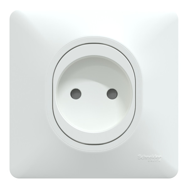 Ovalis - prise à puits - 2p - 16a - bornes vis - blanc - avec griffes - plaque