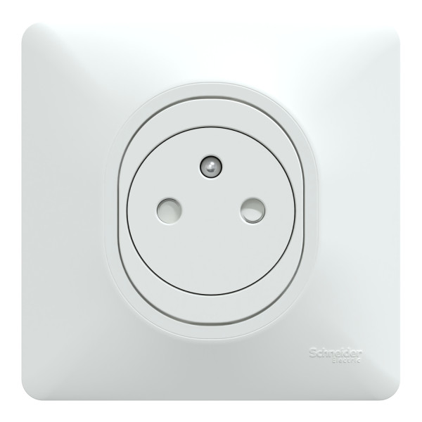 Prise 2P+T affleurante Schneider Ovalis blanc 16A - bornes auto avec plaque