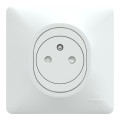 Prise 2P+T affleurante Schneider Ovalis blanc 16A - bornes auto avec plaque