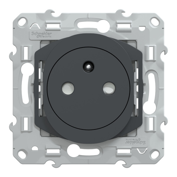 Prise de Courant Ovalis Schneider Electric Anthracite – 2 P+T Affleurante – Bornes Automatiques