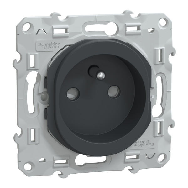Prise de Courant Ovalis Schneider Electric Anthracite à Puits – 2 P+T – Bornes Automatiques