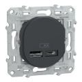 Ovalis - double chargeur usb a+c 12w - anthracite