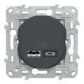 Ovalis - double chargeur usb a+c 12w - anthracite
