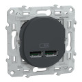 Ovalis - double chargeur usb a+a 10,5w - anthracite