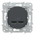 Ovalis - double chargeur usb a+a 10,5w - anthracite