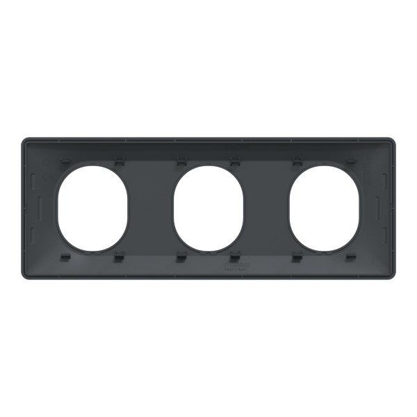 Plaque de Finition Anthracite 3 Postes Horizontaux Entraxe 71 mm Ovalis Schneider Electric