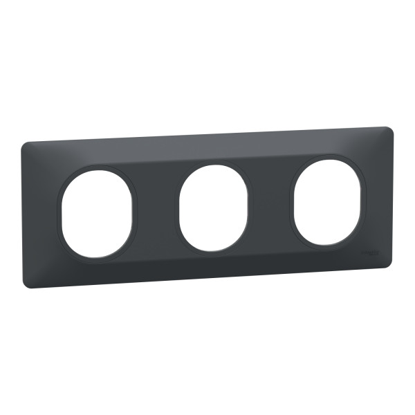 Plaque de Finition Anthracite 3 Postes Horizontaux Entraxe 71 mm Ovalis Schneider Electric