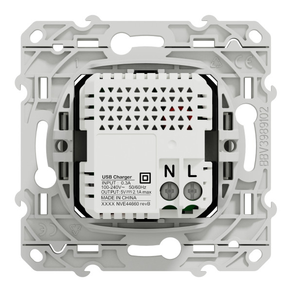 Prise USB double blanc Schneider Odace chargeur 2,1A