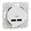 Prise USB double blanc Schneider Odace chargeur 2,1A