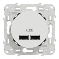 Prise USB double blanc Schneider Odace chargeur 2,1A