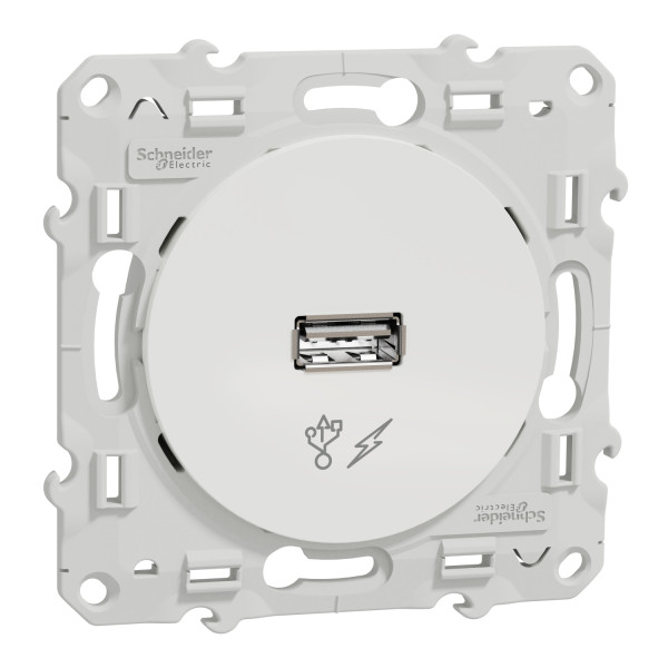 Prise chargeur USB blanc Schneider Odace sortie 5V 1A