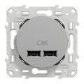 Prise USB double aluminium Schneider Odace chargeur 2,1A