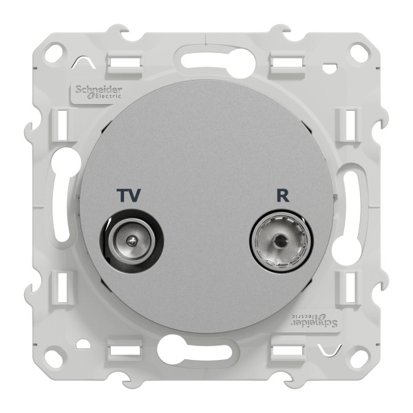Schneider Odace prise TV/FM Alu, pour système en série, passage, à vis