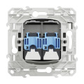 Schneider Odace double Prise RJ45 alu, grade 1 (téléphone + informatique) cat. 6 utp