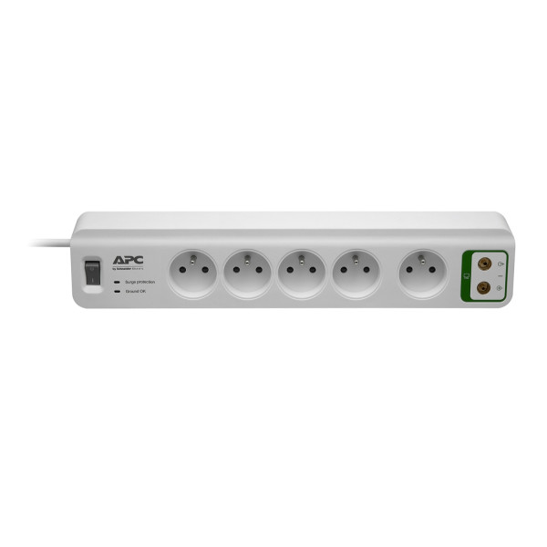 APC Essential Surge Arrest - Prise parasurtenseur pour 5 prises avec protection coaxiale, 230 V, France