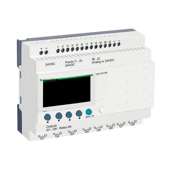 Relais intelligent compact Zelio Logic - 20 E S - 24VCC sans horloge - affichage