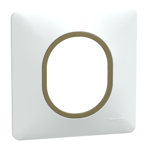 Ovalis - plaque de finition - 1 poste blanc avec bague effet laiton