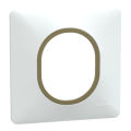 Ovalis - plaque de finition - 1 poste blanc avec bague effet laiton