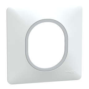 Ovalis - plaque de finition - 1 poste blanc avec bague effet argent chromé