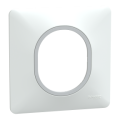 Ovalis - plaque de finition - 1 poste blanc avec bague effet argent chromé