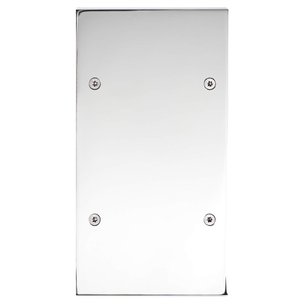 Façade confidence laiton chrome miroir double verticale 1 bouton push+led 2 boutons push+led à vis - Modelec - 160415-L