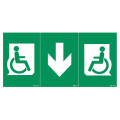 Pictogramme universel autocollant avec fauteuil roulant + flèche
