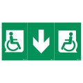 Pictogramme universel autocollant avec fauteuil roulant + flèche