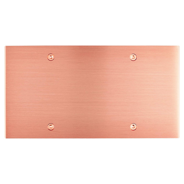 Façade confidence laiton cuivre satiné double horizontale nue pour gravure sans vis - Modelec - 2051423